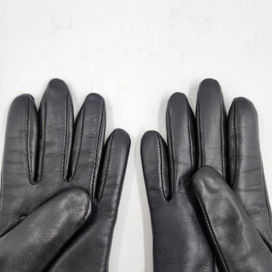 Charter Club Faux Fur-Cuff Leather Gloves Women's M Black Touchscreen Friendly