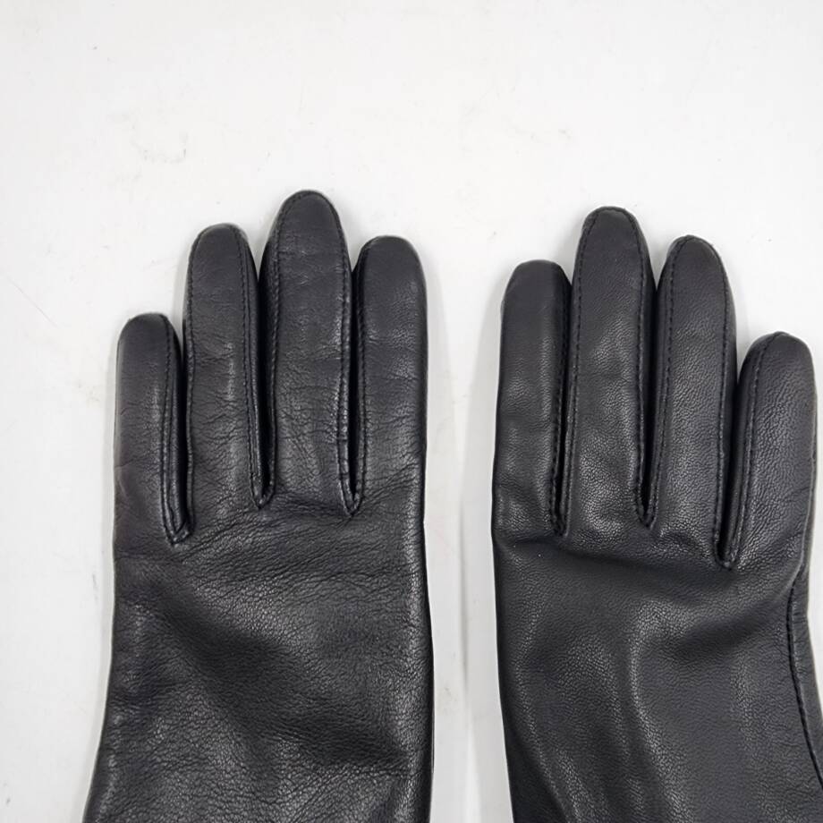 Charter Club Faux Fur-Cuff Leather Gloves Women's M Black Touchscreen Friendly