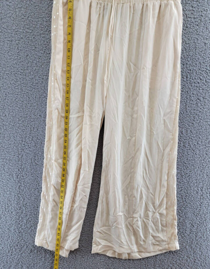 Nina Parker Plus Size Sequin-Stripe Wide-Leg Pants Women's 1X Wheat Pull On