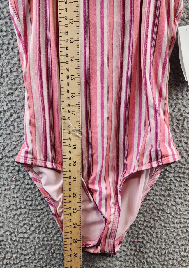 Splendid Lurex One Piece Swimsuit Girls 10 Multi Striped Print High Neck Pull-On