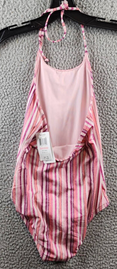 Splendid Lurex One Piece Swimsuit Girls 10 Multi Striped Print High Neck Pull-On