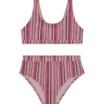 Splendid Lurex Striped Two Piece Swimsuit Girls' 10 Multi Scoop Neck Pullover~