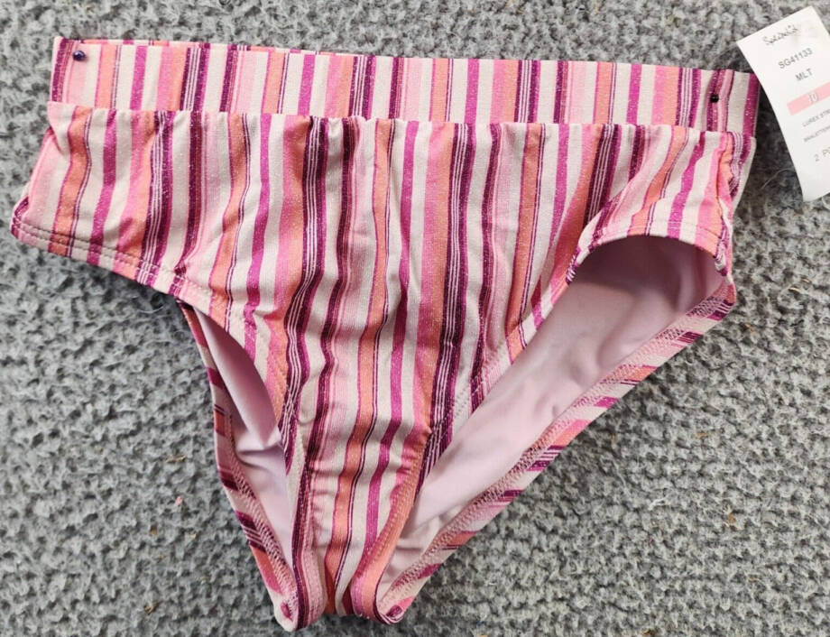 Splendid Lurex Striped Two Piece Swimsuit Girls' 10 Multi Scoop Neck Pullover~