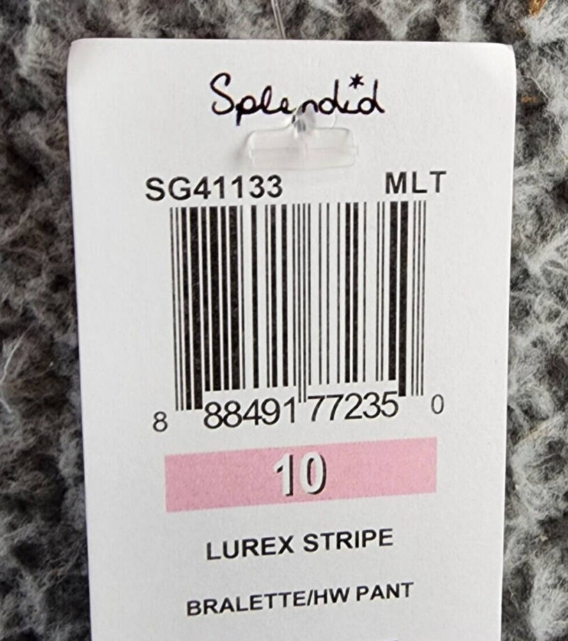 Splendid Lurex Striped Two Piece Swimsuit Girls' 10 Multi Scoop Neck Pullover~
