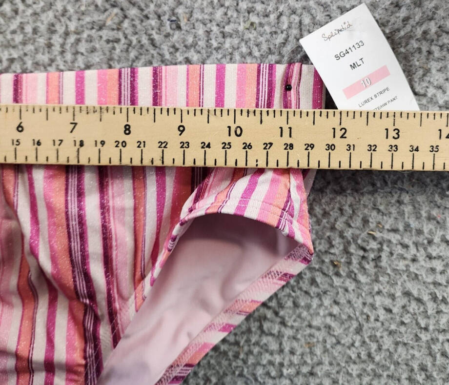 Splendid Lurex Striped Two Piece Swimsuit Girls' 10 Multi Scoop Neck Pullover~