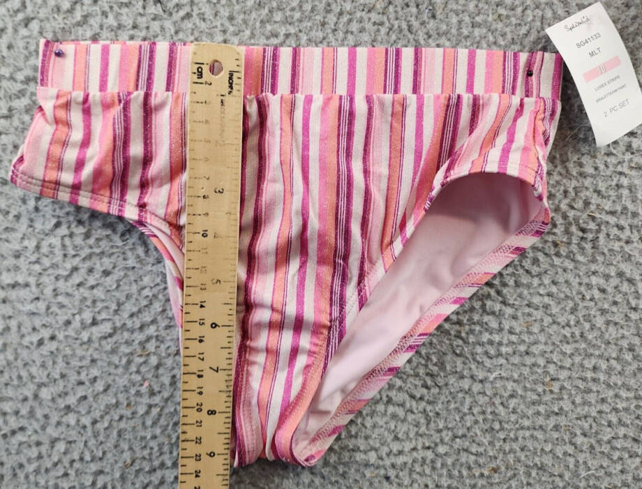 Splendid Lurex Striped Two Piece Swimsuit Girls' 10 Multi Scoop Neck Pullover~
