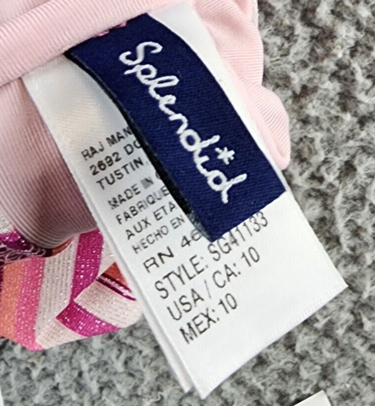 Splendid Lurex Striped Two Piece Swimsuit Girls' 10 Multi Scoop Neck Pullover~