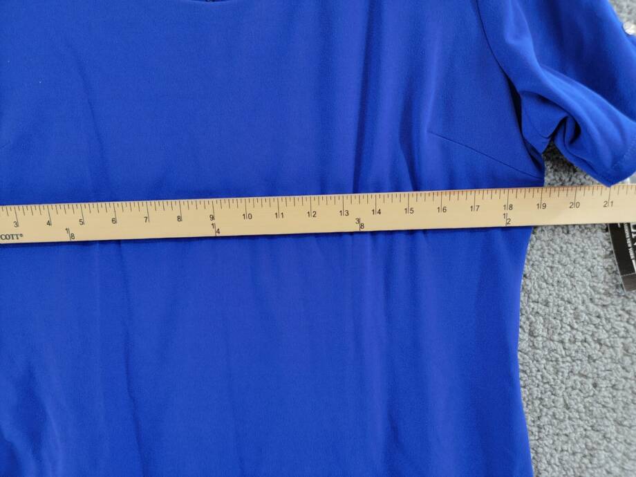 SLNY Fashions Beaded-Sleeve Sheath Dress Women's 16 Cobalt Scoop Neck Back Zip