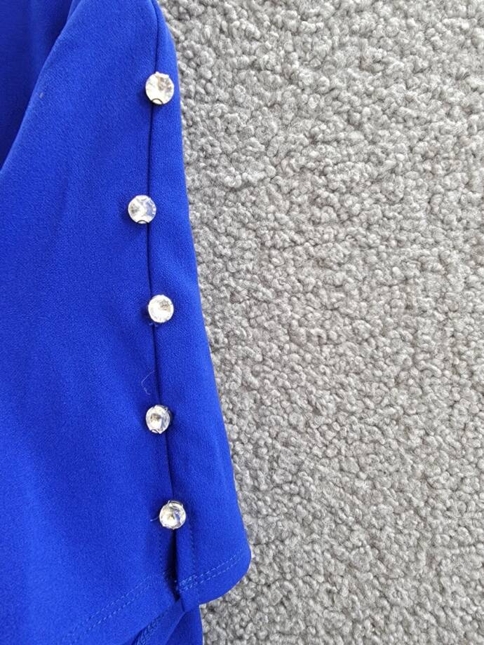SLNY Fashions Beaded-Sleeve Sheath Dress Women's 16 Cobalt Scoop Neck Back Zip