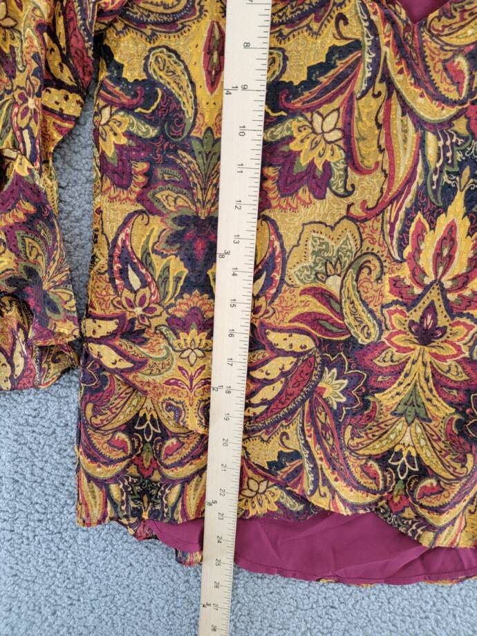 VINCE CAMUTO Ruffled Sleeve V-Neck Blouse Women's XXS Multi Printed Pullover