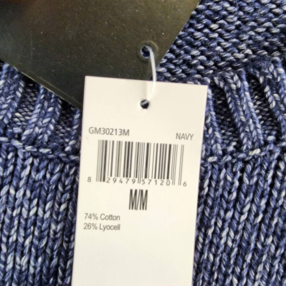 Magaschoni Crewneck Sweater Men's M Navy Heather Ribbed Hem Long Sleeve Pullover