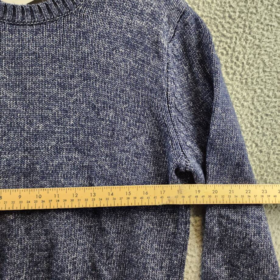 Magaschoni Crewneck Sweater Men's M Navy Heather Ribbed Hem Long Sleeve Pullover