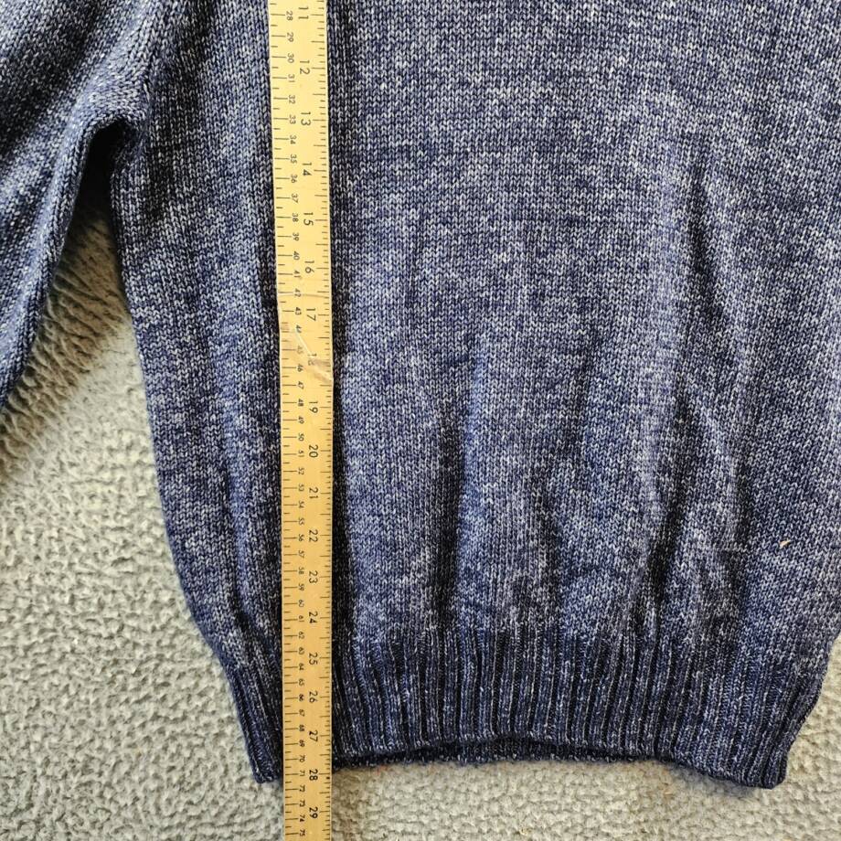 Magaschoni Crewneck Sweater Men's M Navy Heather Ribbed Hem Long Sleeve Pullover