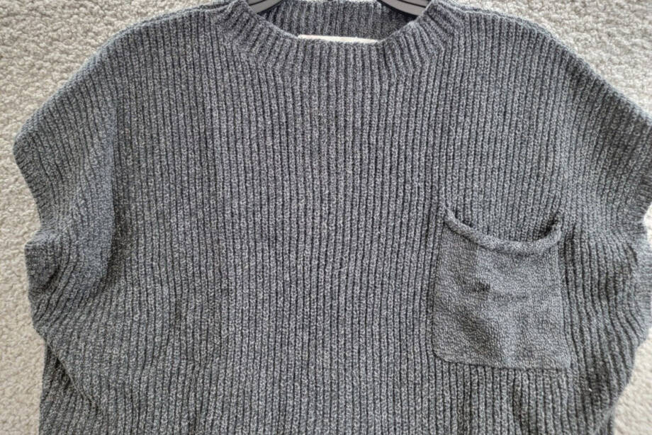 Free People Freya Sweater Women's XL Charcoal Combo Patch Pocket Short Sleeve