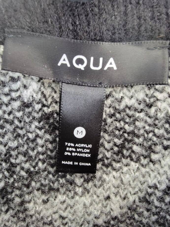 AQUA Animal Print Mock Neck Sweater Women's M Black/White Long Sleeve Pullover