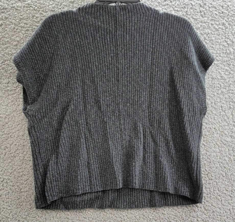 Free People Freya Sweater Women's XL Charcoal Combo Patch Pocket Short Sleeve