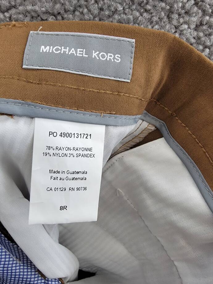 Michael Kors Classic Fit Stretch Dress Pants Boys 8R Camel Button Zip Closure