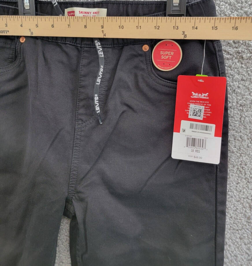 Levi's Skinny Knit Pull On Pants Big Boys' 18R Black Drawstring Elastic Waist