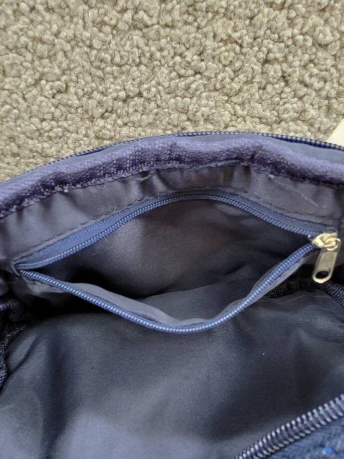 Jenni Quilted Adjustable Fanny Pack Women's M/L Denim Dark Interior Slip Pocket