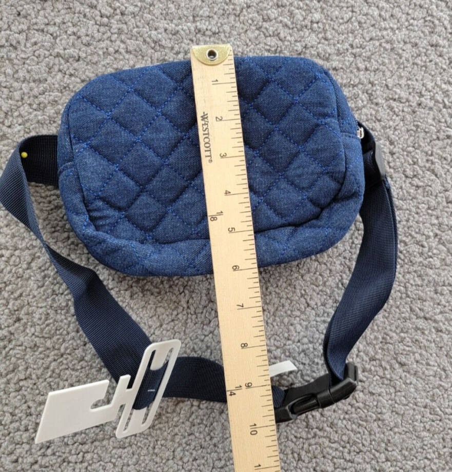 Jenni Quilted Adjustable Fanny Pack Women's M/L Denim Dark Interior Slip Pocket