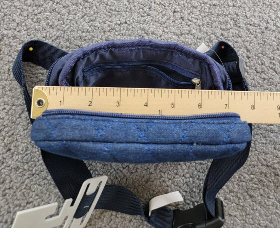 Jenni Quilted Adjustable Fanny Pack Women's M/L Denim Dark Interior Slip Pocket