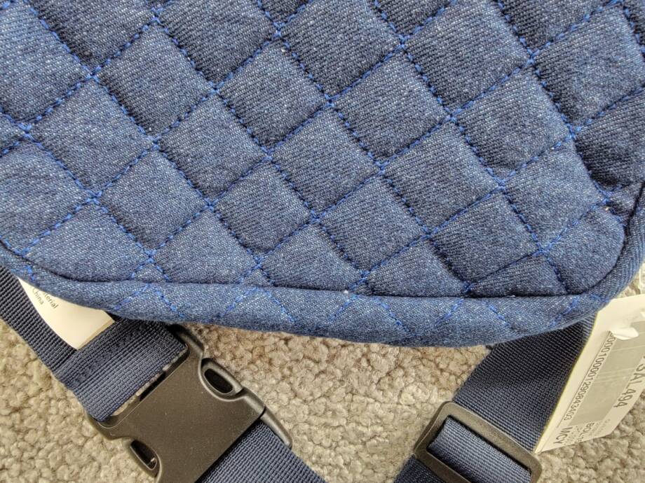 Jenni Quilted Adjustable Fanny Pack Women's L/XL Denim Dark Interior Slip Pocket