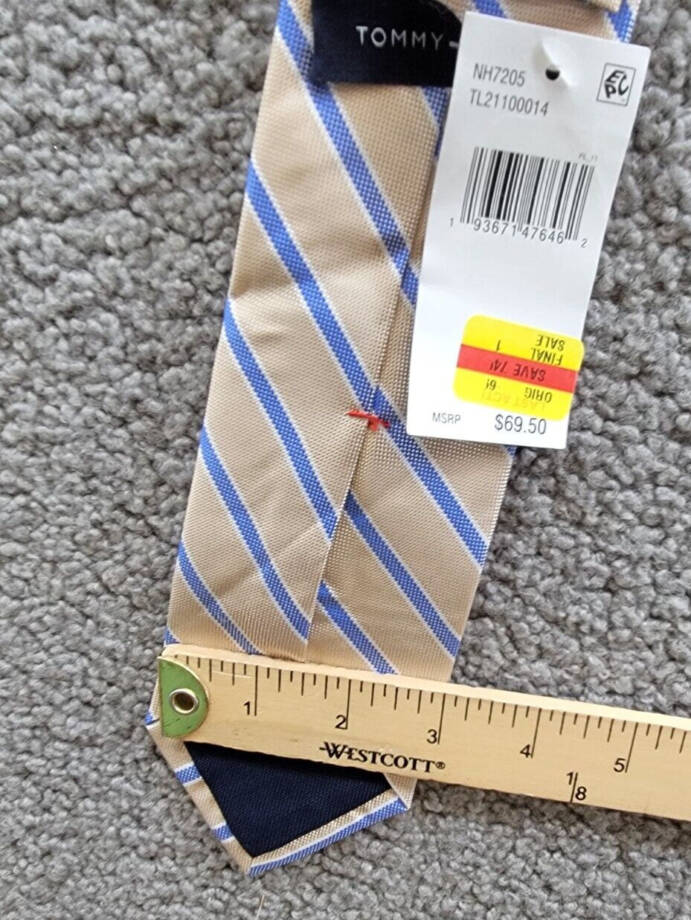 Tommy Hilfiger Striped Tie Men's One Size Brown Multi Classic Design Pointed