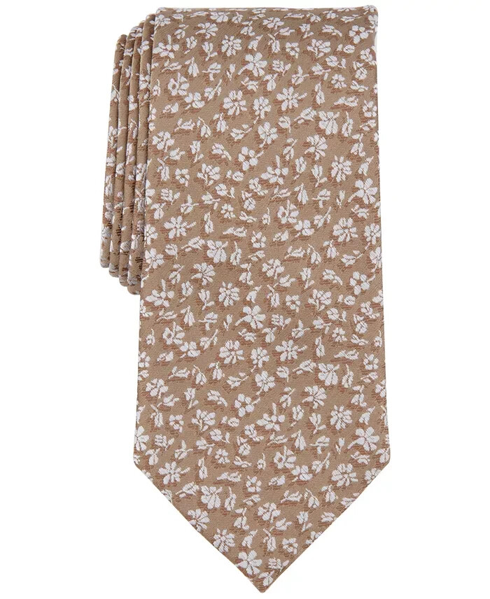 Michael Kors Keeler Floral Tie Men's One Size Khaki Classic Design Pointed Style
