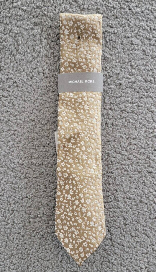 Michael Kors Keeler Floral Tie Men's One Size Khaki Classic Design Pointed Style