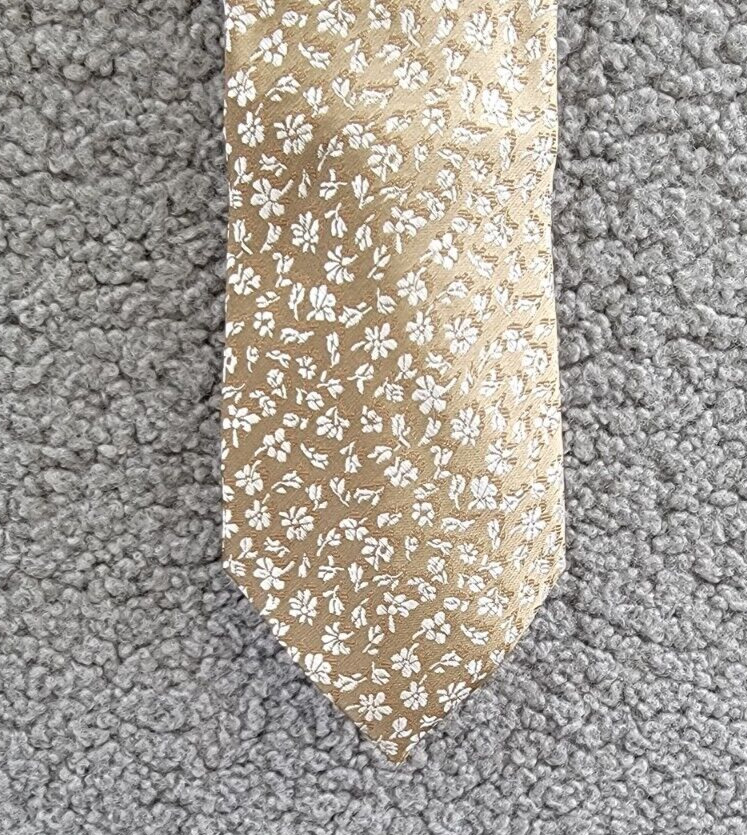 Michael Kors Keeler Floral Tie Men's One Size Khaki Classic Design Pointed Style