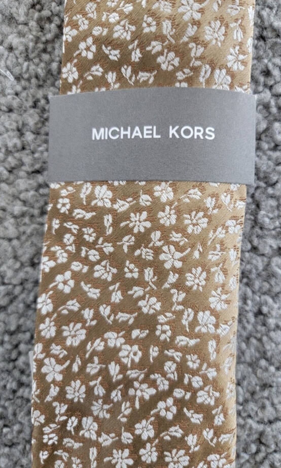 Michael Kors Keeler Floral Tie Men's One Size Khaki Classic Design Pointed Style