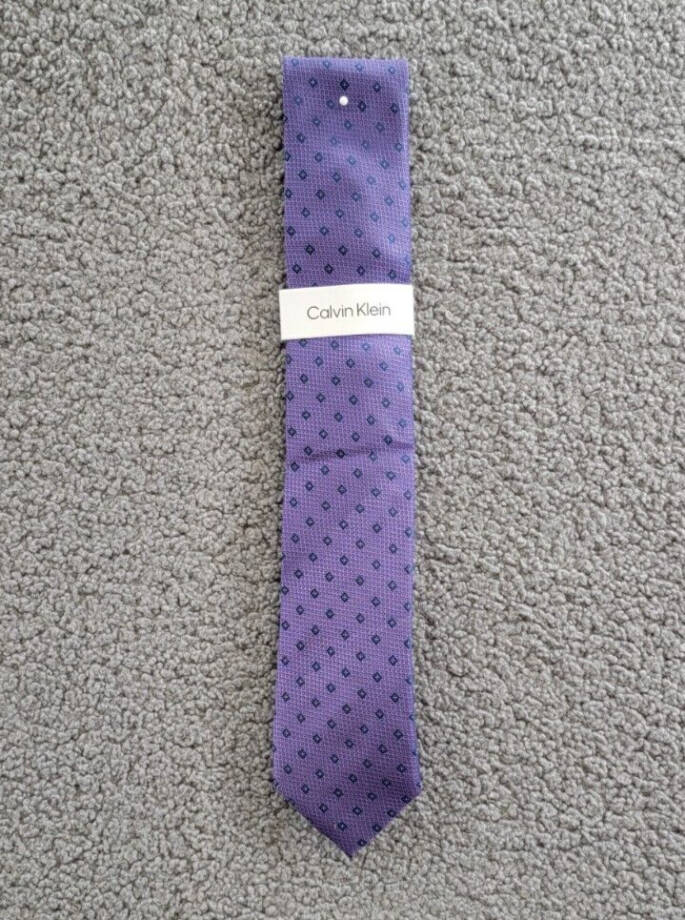Calvin Klein Micro-Floral Neat Tie Men's One Size Purple Classic Design Pointed