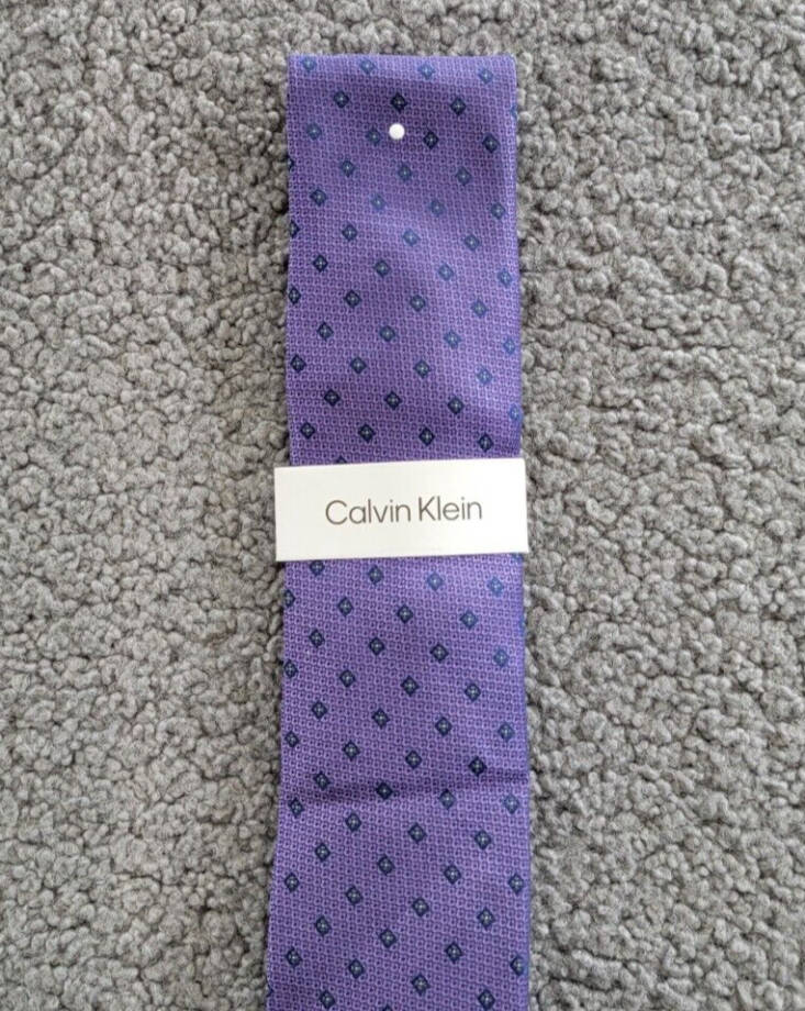 Calvin Klein Micro-Floral Neat Tie Men's One Size Purple Classic Design Pointed