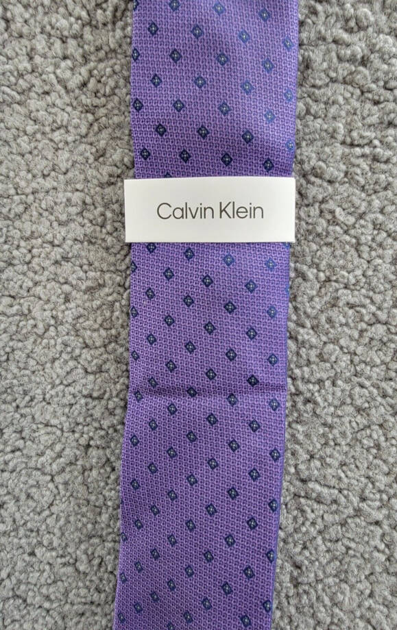 Calvin Klein Micro-Floral Neat Tie Men's One Size Purple Classic Design Pointed