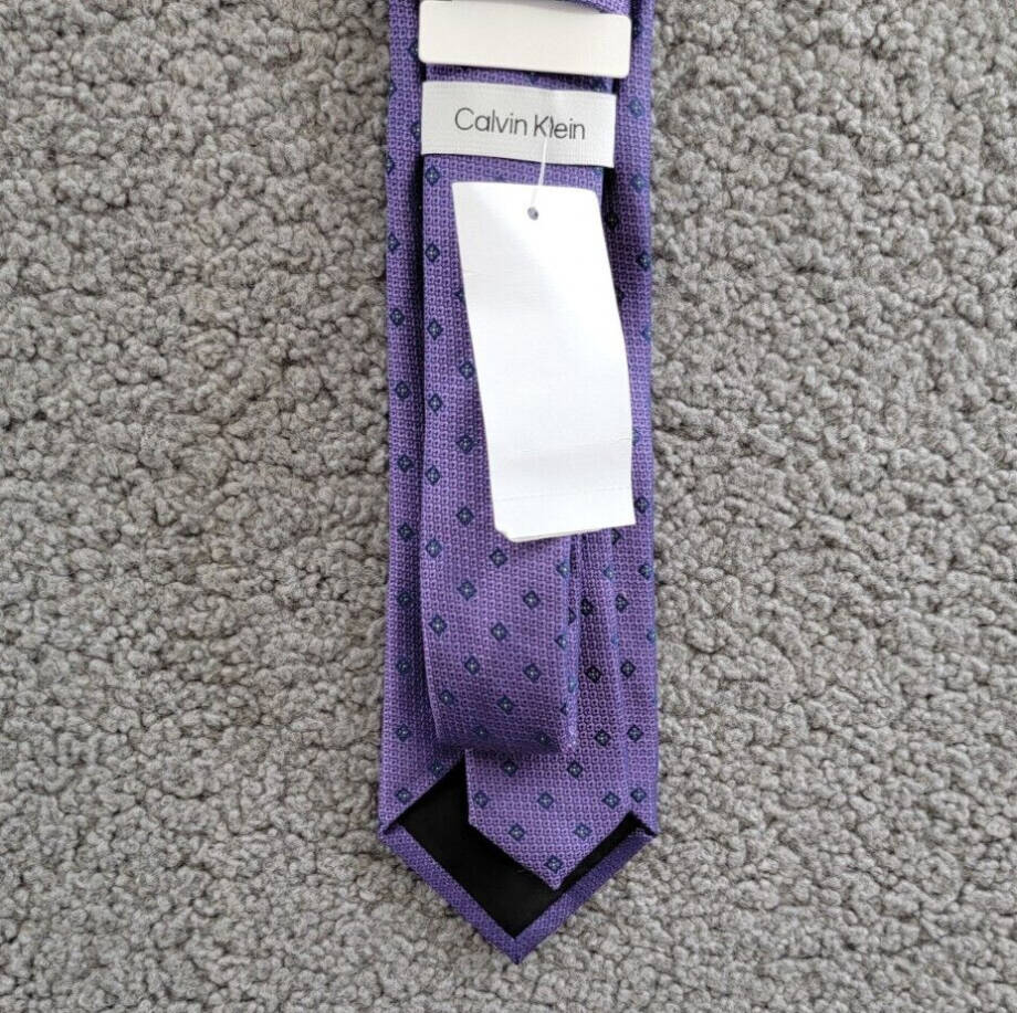 Calvin Klein Micro-Floral Neat Tie Men's One Size Purple Classic Design Pointed