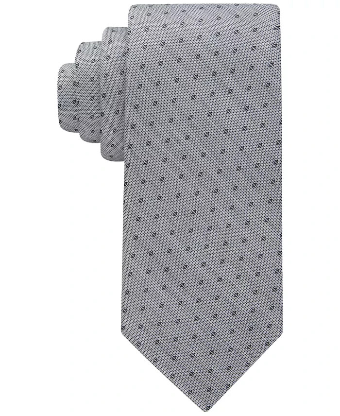 Calvin Klein Tonal Dot Neat Tie Men's One Size Gray Classic Design Pointed Style