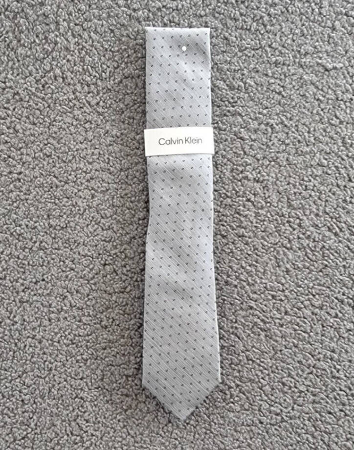 Calvin Klein Tonal Dot Neat Tie Men's One Size Gray Classic Design Pointed Style