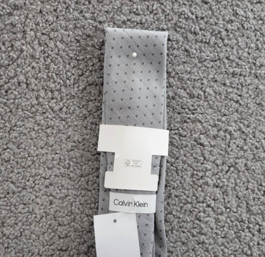 Calvin Klein Tonal Dot Neat Tie Men's One Size Gray Classic Design Pointed Style