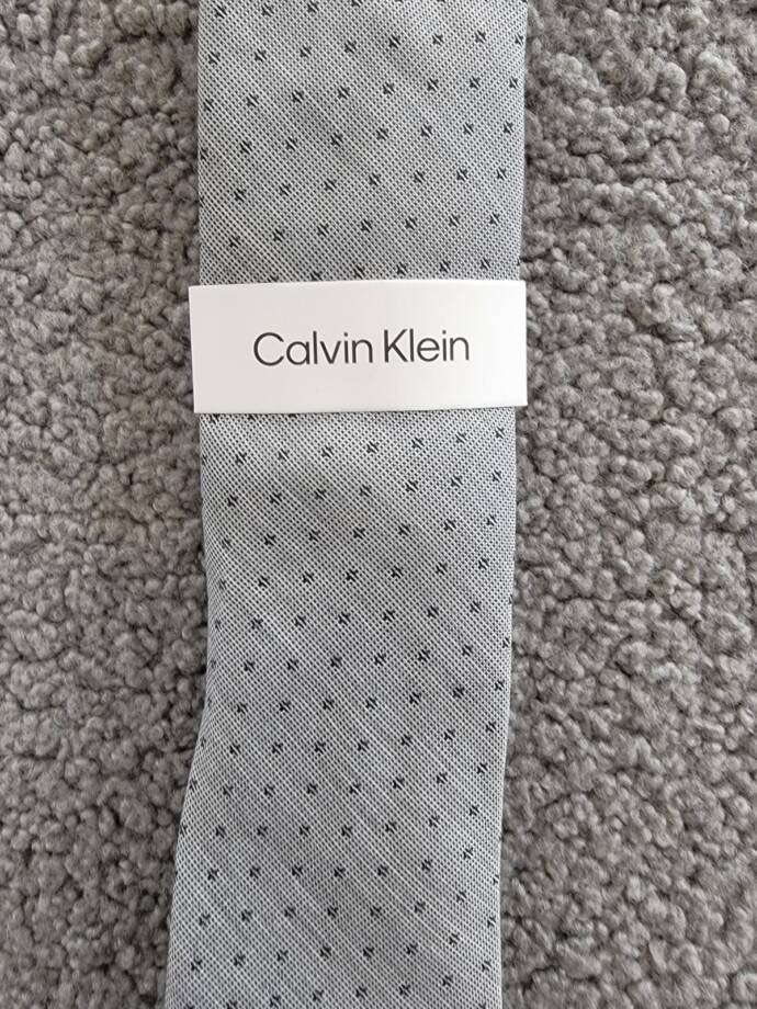 Calvin Klein Tonal Dot Neat Tie Men's One Size Gray Classic Design Pointed Style