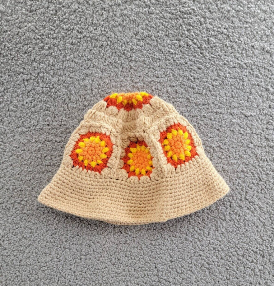Lulla Collection Crochet Bucket Hat Women's OS Orange Multi