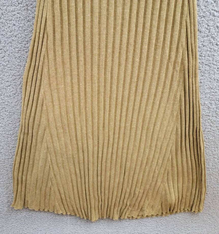 a. ren Linen Blend Ribbed Amber Maxi Dress Women's S Brown Sleeveless Pullover~