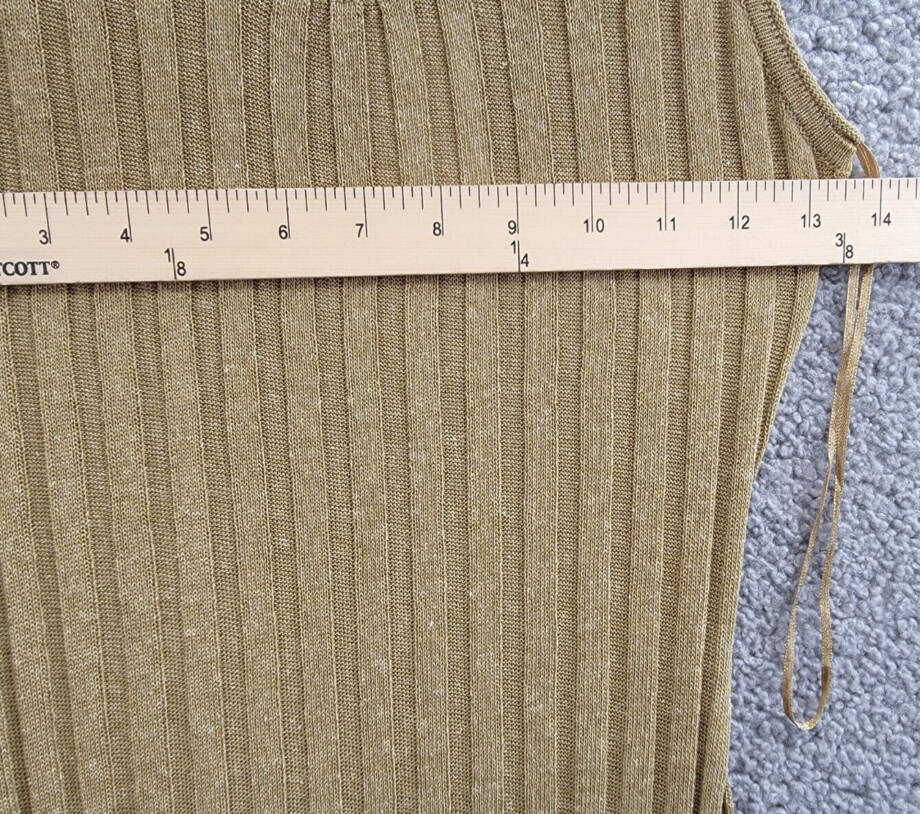 a. ren Linen Blend Ribbed Amber Maxi Dress Women's S Brown Sleeveless Pullover~