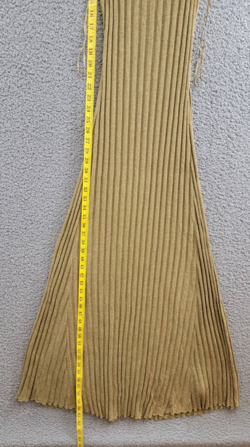 a. ren Linen Blend Ribbed Amber Maxi Dress Women's S Brown Sleeveless Pullover~