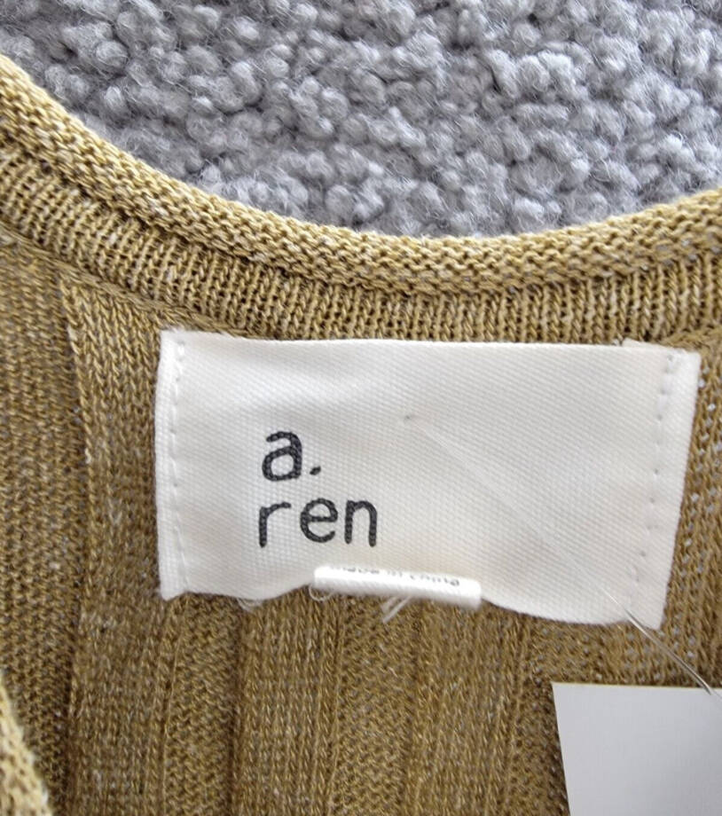 a. ren Linen Blend Ribbed Amber Maxi Dress Women's S Brown Sleeveless Pullover~