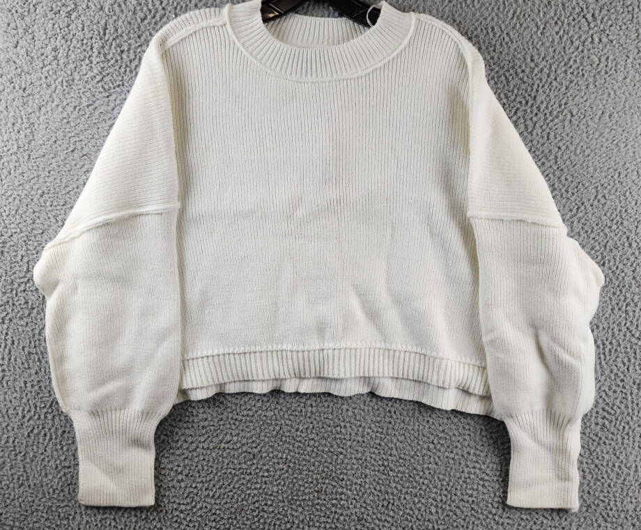 AQUA Rib Knit Long Sleeve Sweater Women's XL Calla Lily Drop Shoulder Pullover