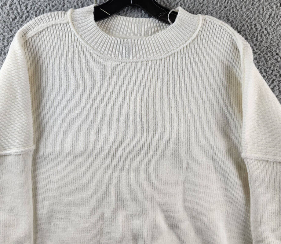AQUA Rib Knit Long Sleeve Sweater Women's XL Calla Lily Drop Shoulder Pullover