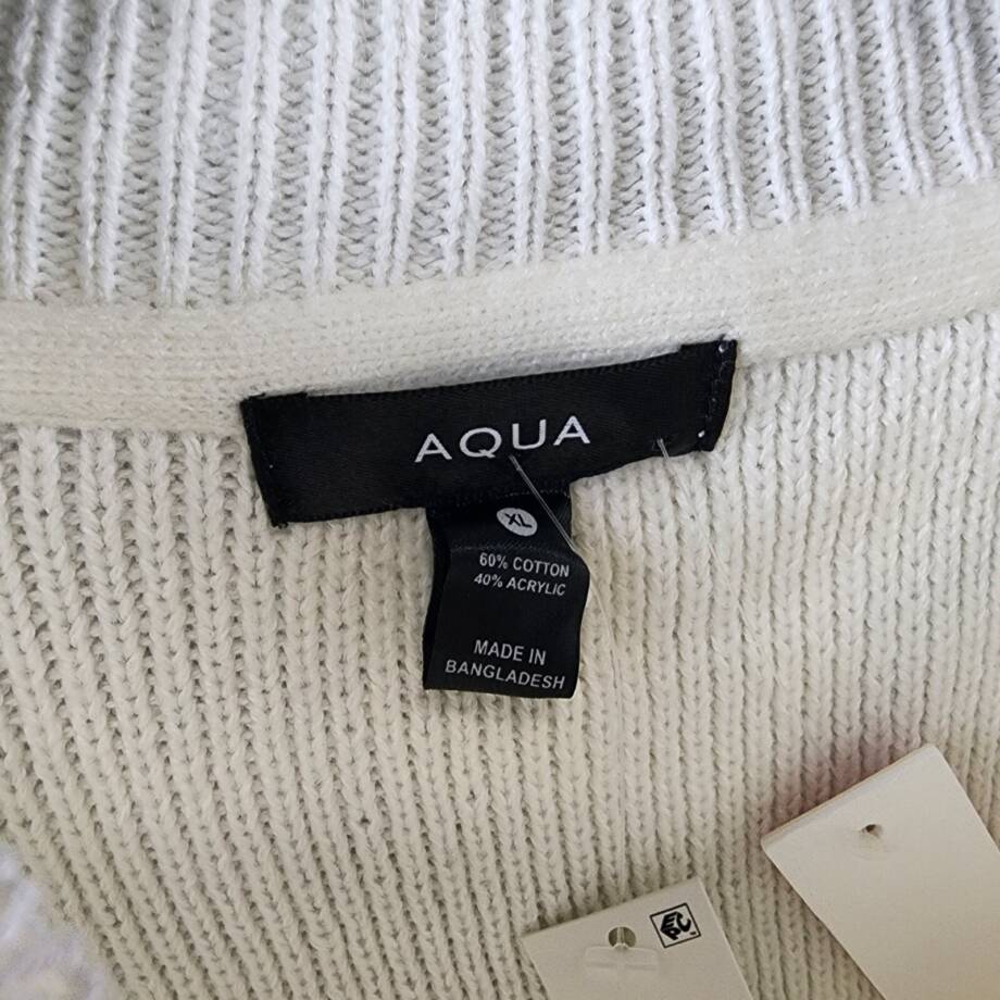 AQUA Rib Knit Long Sleeve Sweater Women's XL Calla Lily Drop Shoulder Pullover