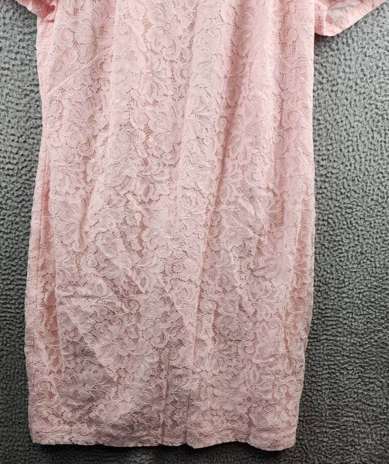 Lauren Ralph Lauren Floral Lace Sheath Dress Women's 18 Pink Opal Short Sleeve