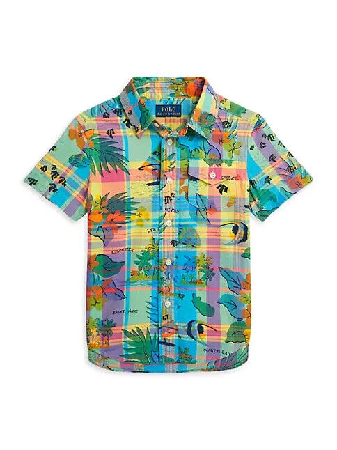 Polo Ralph Lauren Tropical Madras Plaid Short-Sleeve Shirt Boys 4 Multicolor