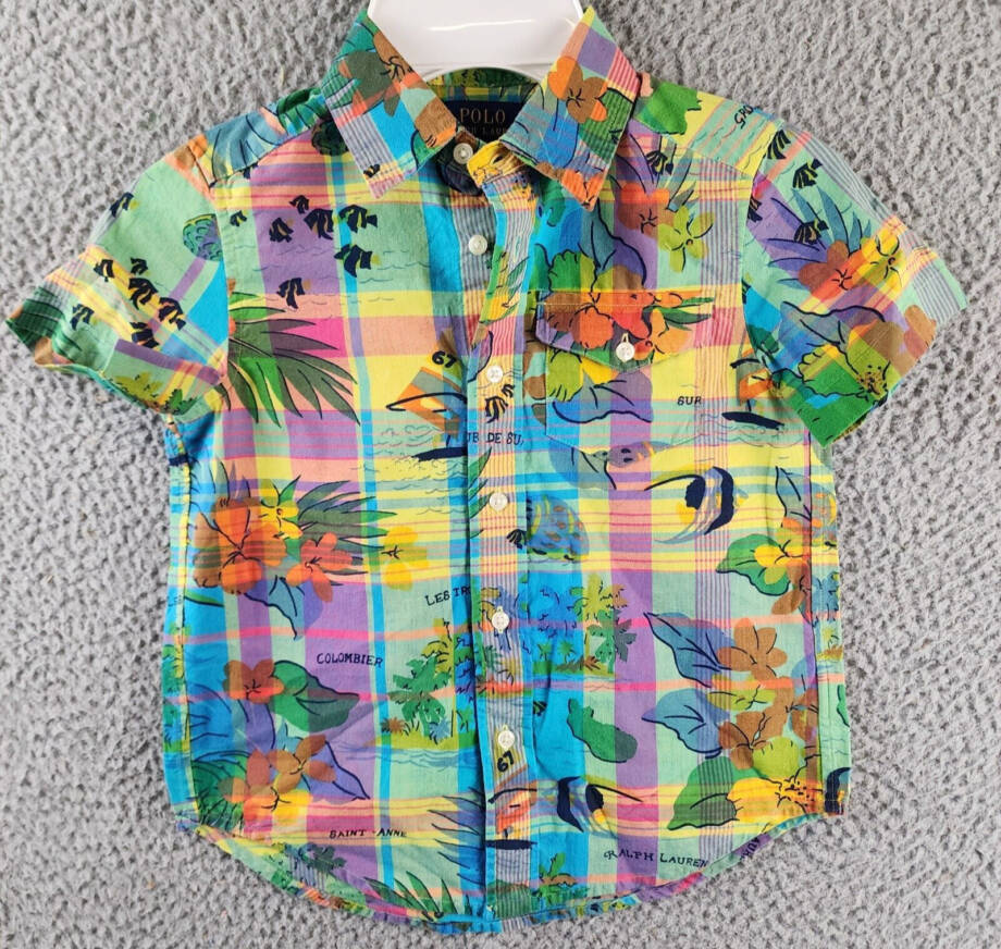 Polo Ralph Lauren Tropical Madras Plaid Short-Sleeve Shirt Boys 4 Multicolor
